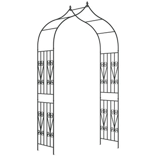 8.7FT Garden Arch Trellis, Outdoor Wedding Arbor for Ceremony with Scrollwork Design for Climbing Roses, Vines and Plants