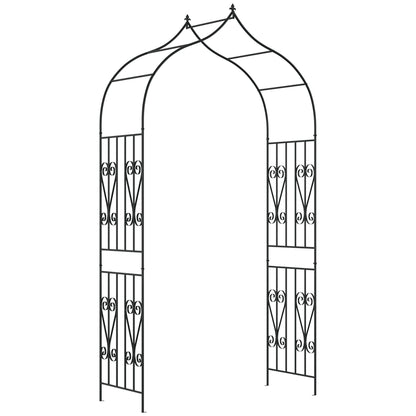 8.7FT Garden Arch Trellis, Outdoor Wedding Arbor for Ceremony with Scrollwork Design for Climbing Roses, Vines and Plants