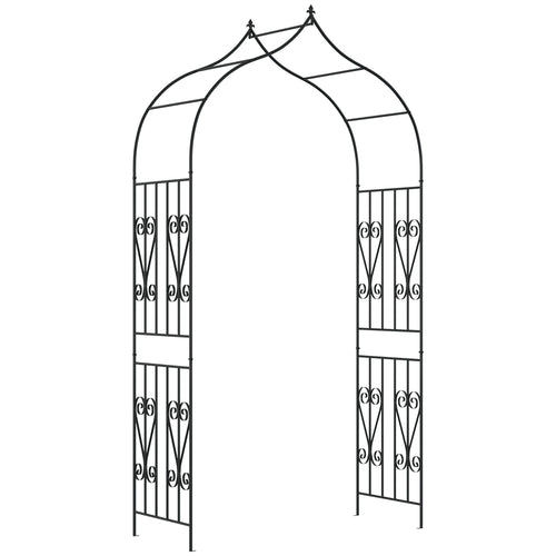 8.7FT Garden Arch Trellis, Outdoor Wedding Arbor for Ceremony with Scrollwork Design for Climbing Roses, Vines and Plants