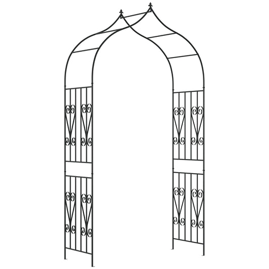 8.7FT Garden Arch Trellis, Outdoor Wedding Arbor for Ceremony with Scrollwork Design for Climbing Roses, Vines and Plants