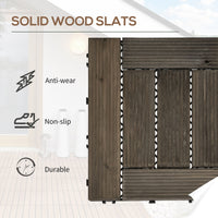 27 Pcs Wooden Interlocking Deck Tiles, 12" x 12" Non-slip Flooring Tiles for Indoor Outdoor Patio Balcony, Grey