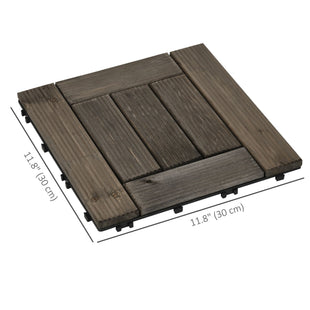 27 Pcs Wooden Interlocking Deck Tiles, 12" x 12" Non-slip Flooring Tiles for Indoor Outdoor Patio Balcony, Grey
