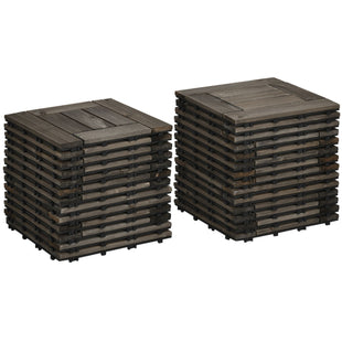 27 Pcs Wooden Interlocking Deck Tiles, 12" x 12" Non-slip Flooring Tiles for Indoor Outdoor Patio Balcony, Grey