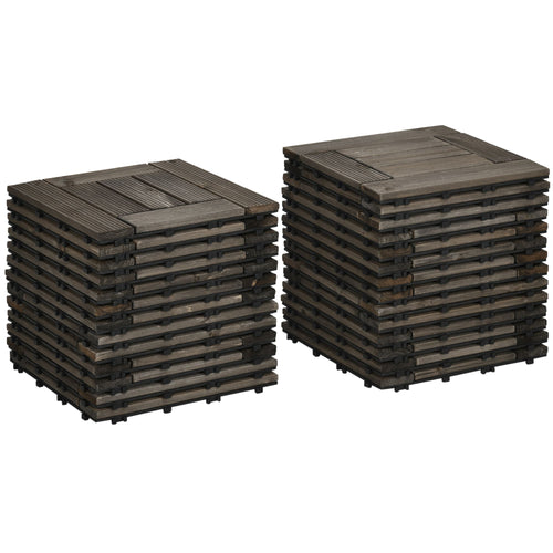 27 Pcs Wooden Interlocking Deck Tiles, 12" x 12" Non-slip Flooring Tiles for Indoor Outdoor Patio Balcony, Grey