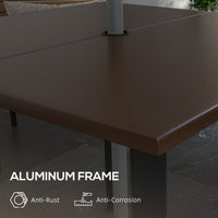 Patio Dining Table with Umbrella Hole for 4 People, Aluminium Legs, for Backyard Lawn Balcony, 31.5" x 31.5", Brown