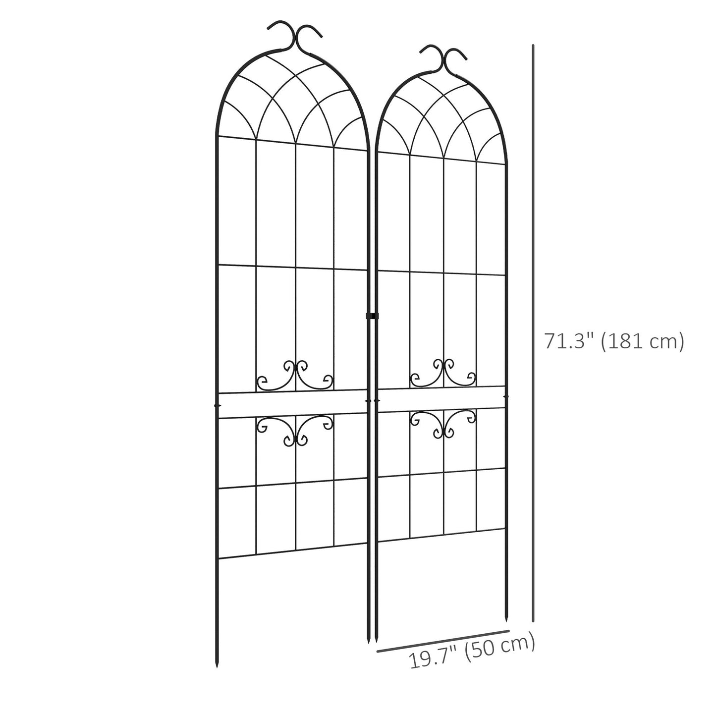 2 Pcs Garden Trellis for Climbing Plants, Outdoor Metal Trellis Plant Support Trellises for Patio, Lawn, Backyard