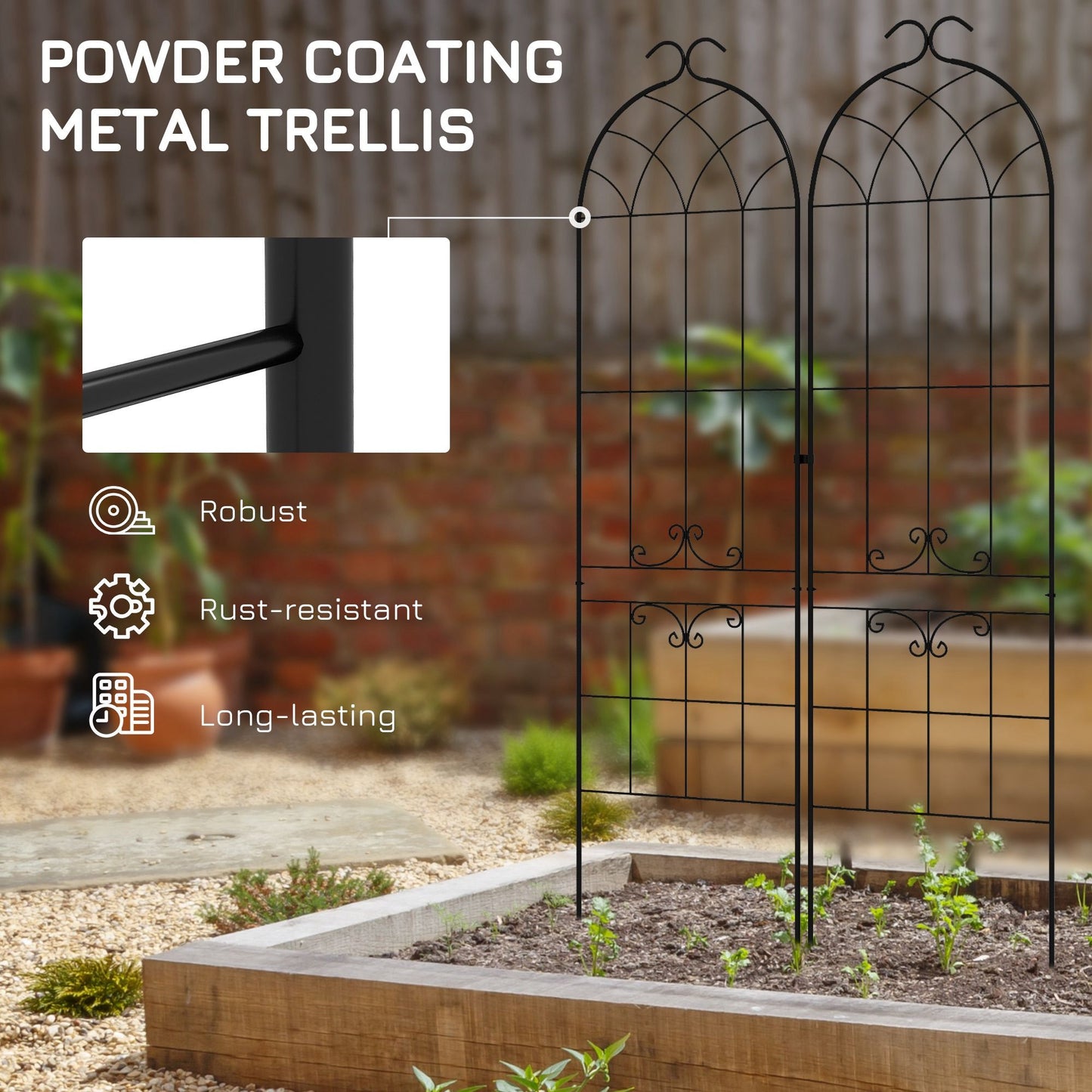 2 Pcs Garden Trellis for Climbing Plants, Outdoor Metal Trellis Plant Support Trellises for Patio, Lawn, Backyard