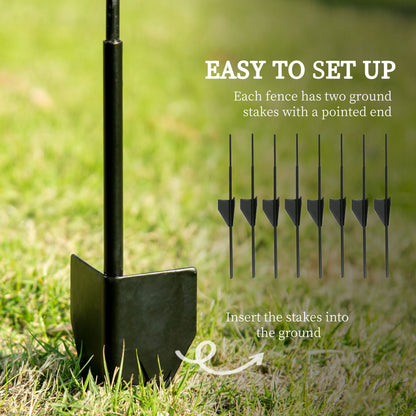 Outdoor Metal Garden Fence Panels, Animal Barrier & Border Edging for Yard, Patio, 4 Pack, Square Vines