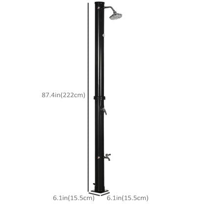 5.3 Gallons Solar Shower with Rotating Rainfall, Temperature Adjustment, 2 Section Outdoor Shower for Backyard, Black