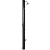 7.3FT 5.3 Gallon Solar Heated Shower, 2-Section Outdoor Shower with Shower Head, Foot Shower, Temperature Display for Backyard, Poolside, Spa, Beach, Black