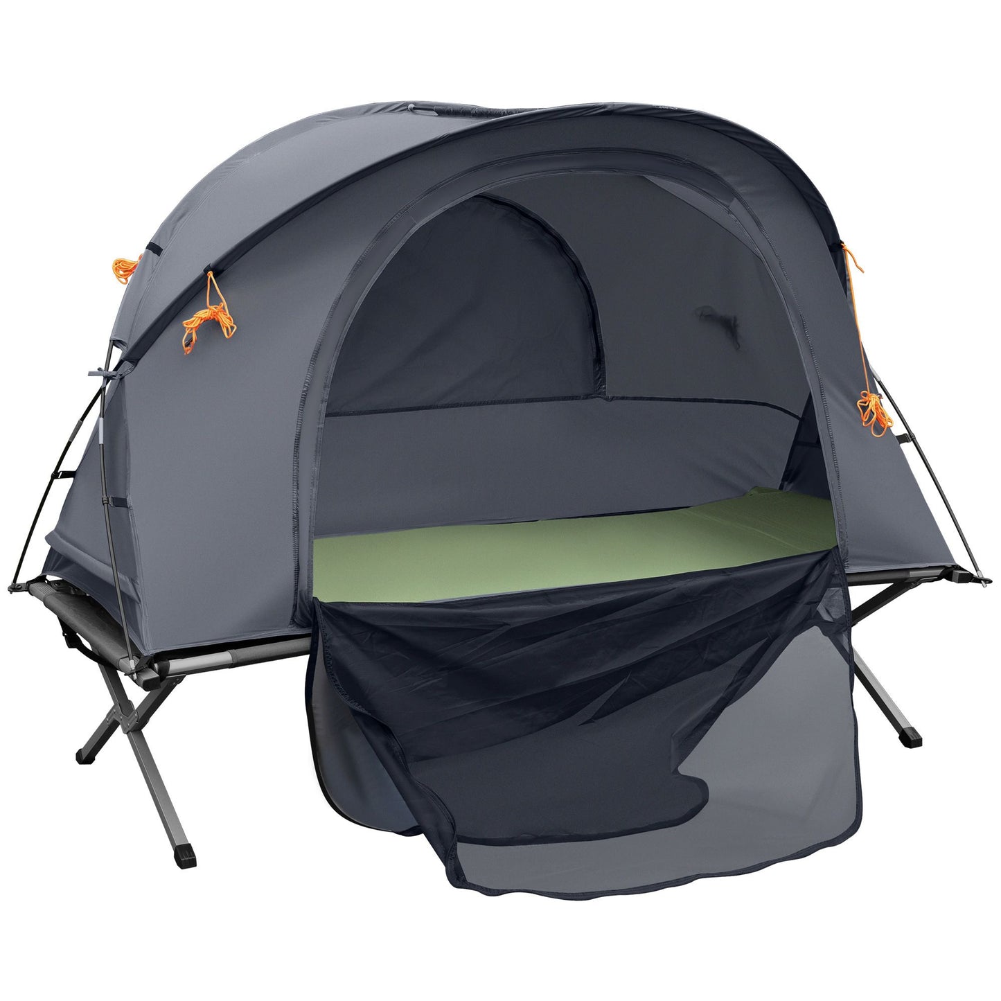 Camping Tent Cot, Multifunctional Folding Tent Combo, Portable Off-Ground Tent Shelter with Self-Inflating Air Mattress and Carry Bag for 1 Person