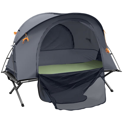 Camping Tent Cot, Multifunctional Folding Tent Combo, Portable Off-Ground Tent Shelter with Self-Inflating Air Mattress and Carry Bag for 1 Person