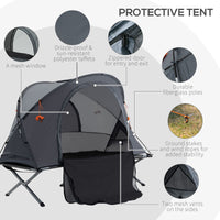 Camping Tent Cot, Multifunctional Folding Tent Combo, Portable Off-Ground Tent Shelter with Self-Inflating Air Mattress and Carry Bag for 1 Person