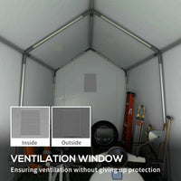 7' x 12' Outdoor Storage Shed Portable Garage with Roll-up Door for Motorcycle, Bike, Garden Tools, Dark Grey