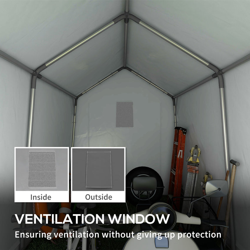 7' x 12' Outdoor Storage Shed Portable Garage with Roll-up Door for Motorcycle, Bike, Garden Tools, Dark Grey