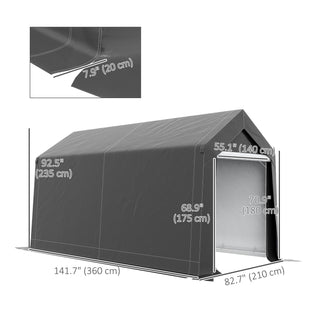 7' x 12' Outdoor Storage Shed Portable Garage with Roll-up Door for Motorcycle, Bike, Garden Tools, Dark Grey