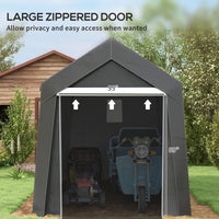7' x 12' Outdoor Storage Shed Portable Garage with Roll-up Door for Motorcycle, Bike, Garden Tools, Dark Grey