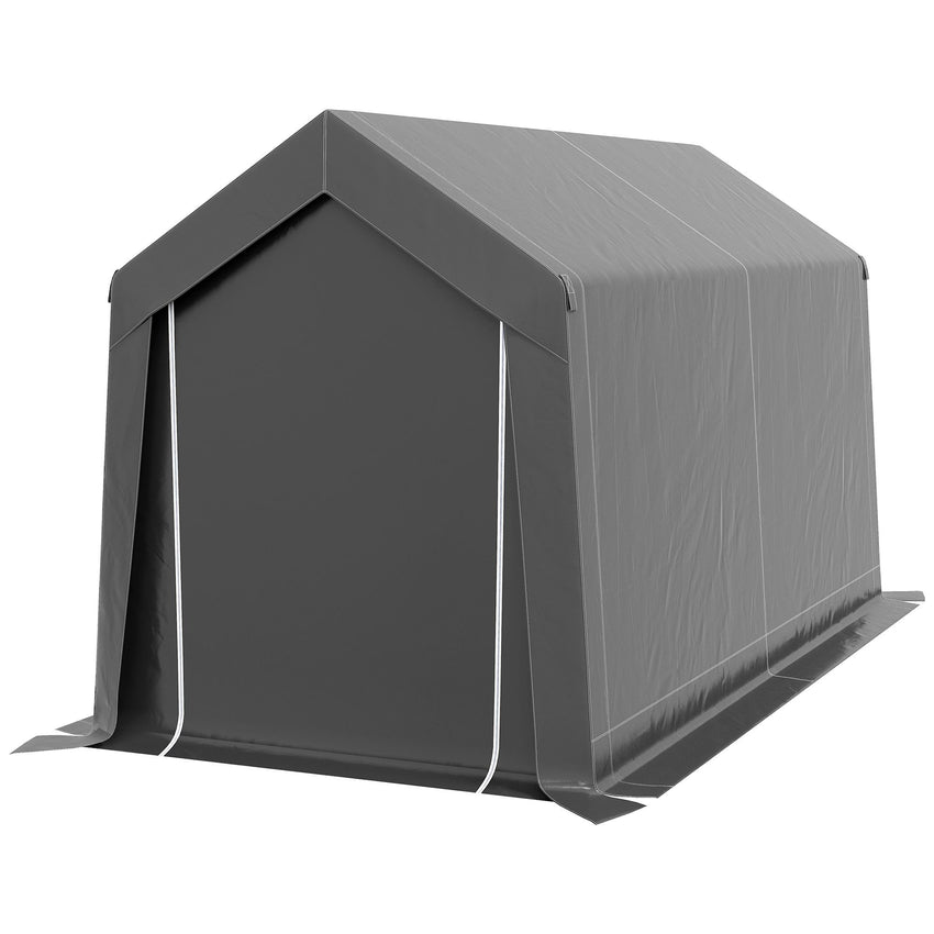 7' x 12' Outdoor Storage Shed Portable Garage with Roll-up Door for Motorcycle, Bike, Garden Tools, Dark Grey