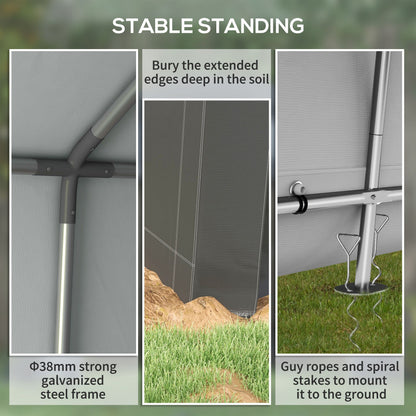 7' x 12' Outdoor Storage Shed Portable Garage with Roll-up Door for Motorcycle, Bike, Garden Tools, Dark Grey