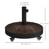 20.5" Round Parasol Base Resin Patio Umbrella Base Garden Parasol Holder Outdoor Offset Weight Stand with Wheels Bronze