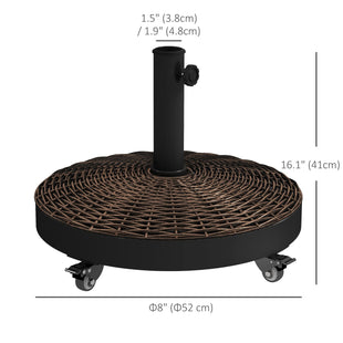 20.5" Round Parasol Base Resin Patio Umbrella Base Garden Parasol Holder Outdoor Offset Weight Stand with Wheels Bronze