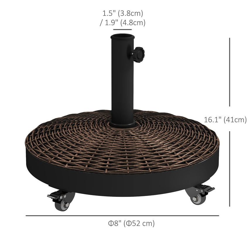 20.5" Round Parasol Base Resin Patio Umbrella Base Garden Parasol Holder Outdoor Offset Weight Stand with Wheels Bronze