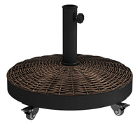 20.5" Round Parasol Base Resin Patio Umbrella Base Garden Parasol Holder Outdoor Offset Weight Stand with Wheels Bronze
