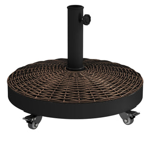 20.5" Round Parasol Base Resin Patio Umbrella Base Garden Parasol Holder Outdoor Offset Weight Stand with Wheels Bronze
