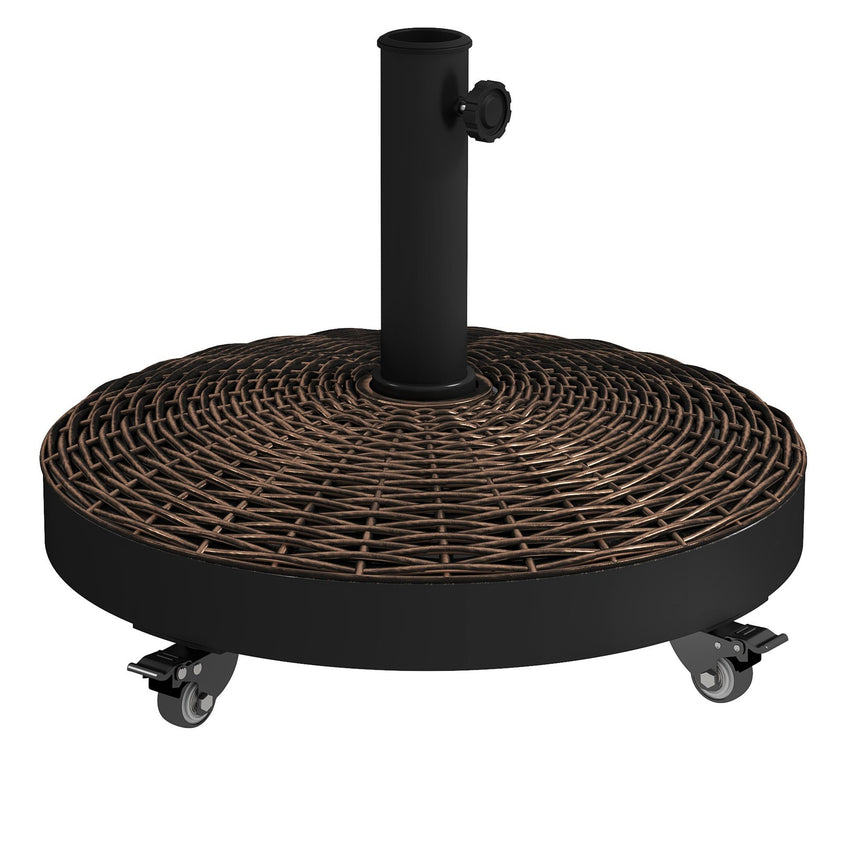 20.5" Round Parasol Base Resin Patio Umbrella Base Garden Parasol Holder Outdoor Offset Weight Stand with Wheels Bronze