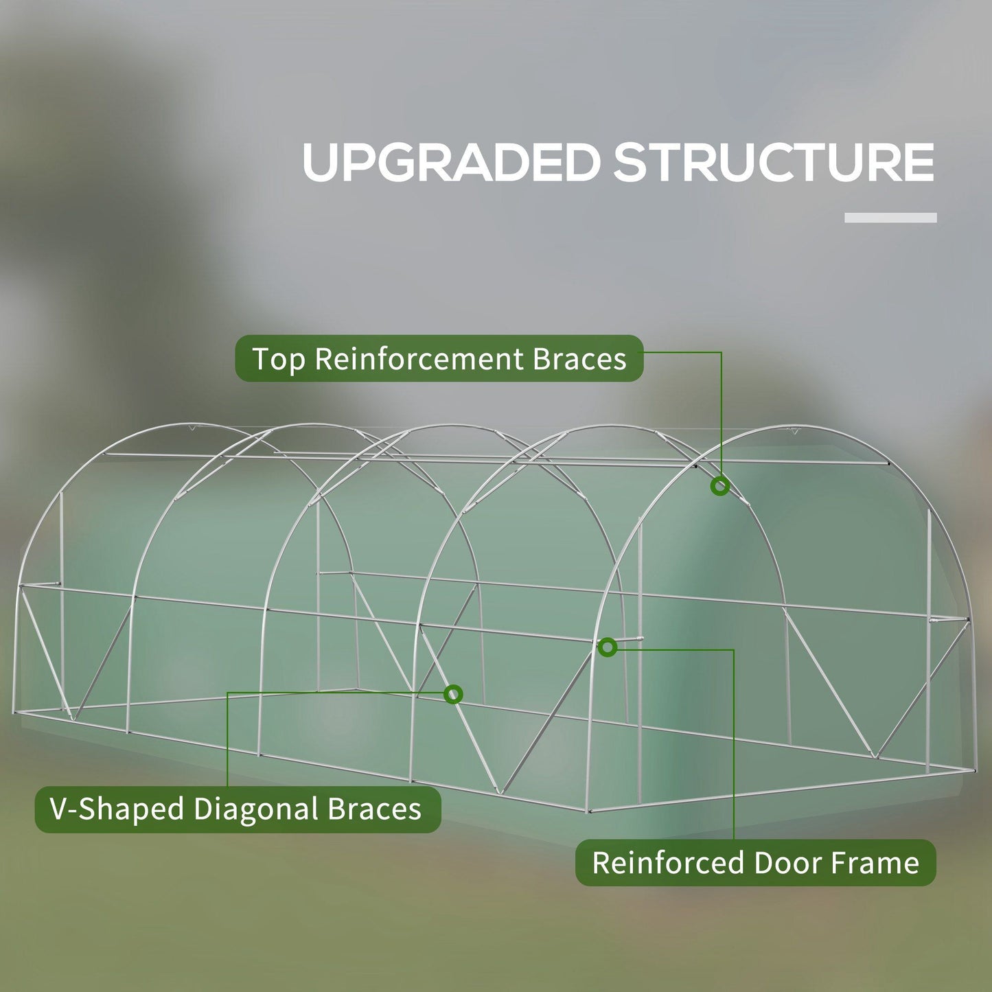 19.5' x 10' x 6.5' Upgraded Tunnel Greenhouse Green House with Mesh Door and Windows, 15 Plant Labels and Gloves, Green