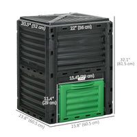 Outdoor Compost Bin Garden Container, Fast Creation of Fertile Soil Aerating Compost Box, 80 Gallon, Green