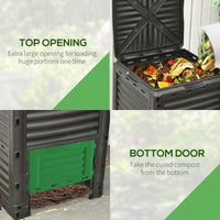 Outdoor Compost Bin Garden Container, Fast Creation of Fertile Soil Aerating Compost Box, 80 Gallon, Green