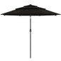9FT 3 Tiers Patio Umbrella Parasol with Crank, Push Button Tilt for Deck, Backyard and Lawn, Black