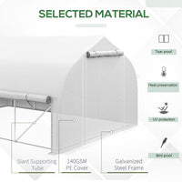 13 x 9.8ft Walk-in Polytunnel Greenhouse, Zipped Roll Up Sidewalls, Mesh Door, 8 Mesh Windows, Tunnel Warm House Tent with PE Cover, Plant Labels and Gloves, White