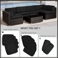 Outdoor 14pc Patio Rattan Sofa Set Cushion Polyester Cover Replacement Set - No Cushion Included, Black