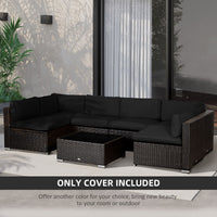 Outdoor 14pc Patio Rattan Sofa Set Cushion Polyester Cover Replacement Set - No Cushion Included, Black