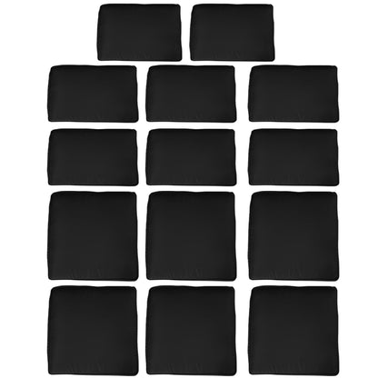 Outdoor 14pc Patio Rattan Sofa Set Cushion Polyester Cover Replacement Set - No Cushion Included, Black
