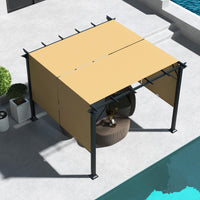 10' x 10' Retractable Pergola Canopy for Backyard, Brown