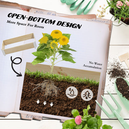 Raised Garden Bed, Foldable Wooden Planters for Outdoor Vegetables, Flowers, Herbs, Plants, Easy Assembly