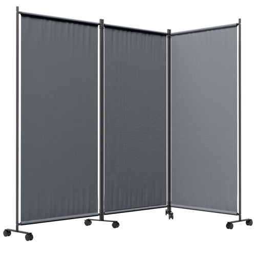 Folding Room Divider with Castor Wheels, Rolling Privacy Screen for Patio Backyard Pool Hot Tub, 6ft Tall