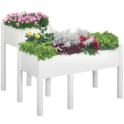46'' x 34'' x 33'' Elevated Planter Box with Legs, DIY Wooden Raised Garden Bed with Non-woven Liner, Freestanding Plant Stand for Vegetables, Herb and Flowers