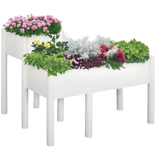 46'' x 34'' x 33'' Elevated Planter Box with Legs, DIY Wooden Raised Garden Bed with Non-woven Liner, Freestanding Plant Stand for Vegetables, Herb and Flowers