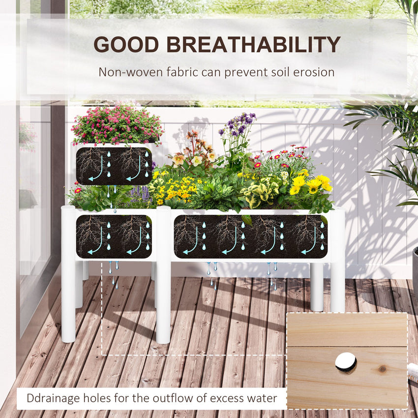 46'' x 34'' x 33'' Elevated Planter Box with Legs, DIY Wooden Raised Garden Bed with Non-woven Liner, Freestanding Plant Stand for Vegetables, Herb and Flowers