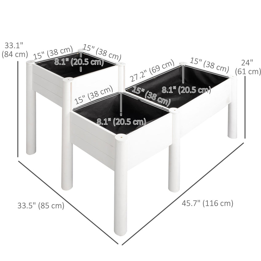 46'' x 34'' x 33'' Elevated Planter Box with Legs, DIY Wooden Raised Garden Bed with Non-woven Liner, Freestanding Plant Stand for Vegetables, Herb and Flowers
