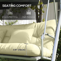 4-Piece Back and Seat Cushion Pillows Replacement and Pillows, Patio Chair Cushions Set with Ties, Cream White