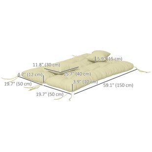 4-Piece Back and Seat Cushion Pillows Replacement and Pillows, Patio Chair Cushions Set with Ties, Cream White