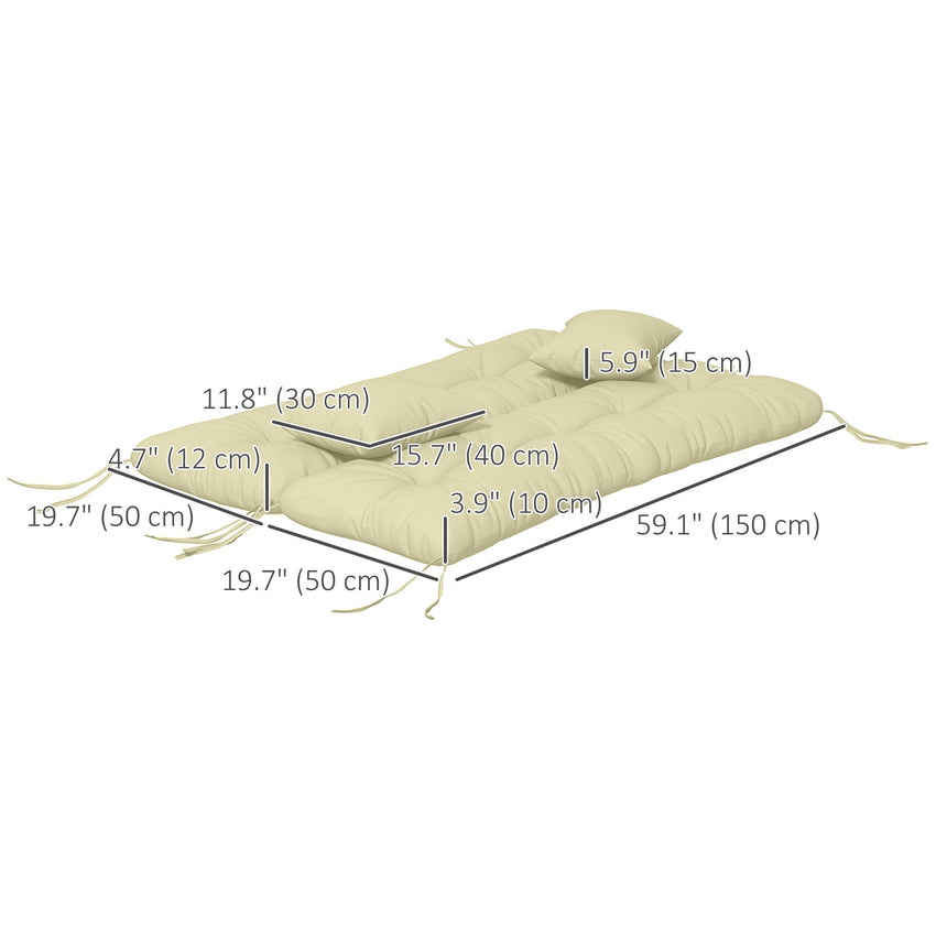 4-Piece Back and Seat Cushion Pillows Replacement and Pillows, Patio Chair Cushions Set with Ties, Cream White