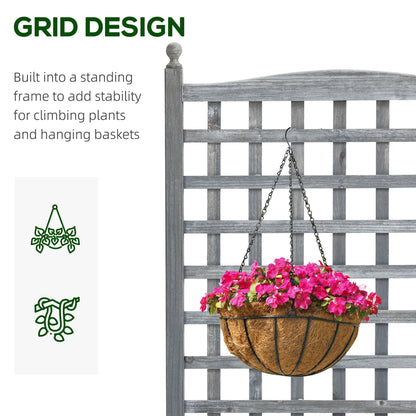 Raised Garden Bed with Trellis for Climbing Vines, Wood Planter Box for Garden, Free Standing Flower Bed, Indoor Outdoor Display Rack, 25.2" x 11" x 47.2", Grey