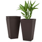 Set of 3 Tall Plant Stand, Outdoor & Indoor Flower Pot Set for Front Door, Entryway, Patio and Deck, Brown