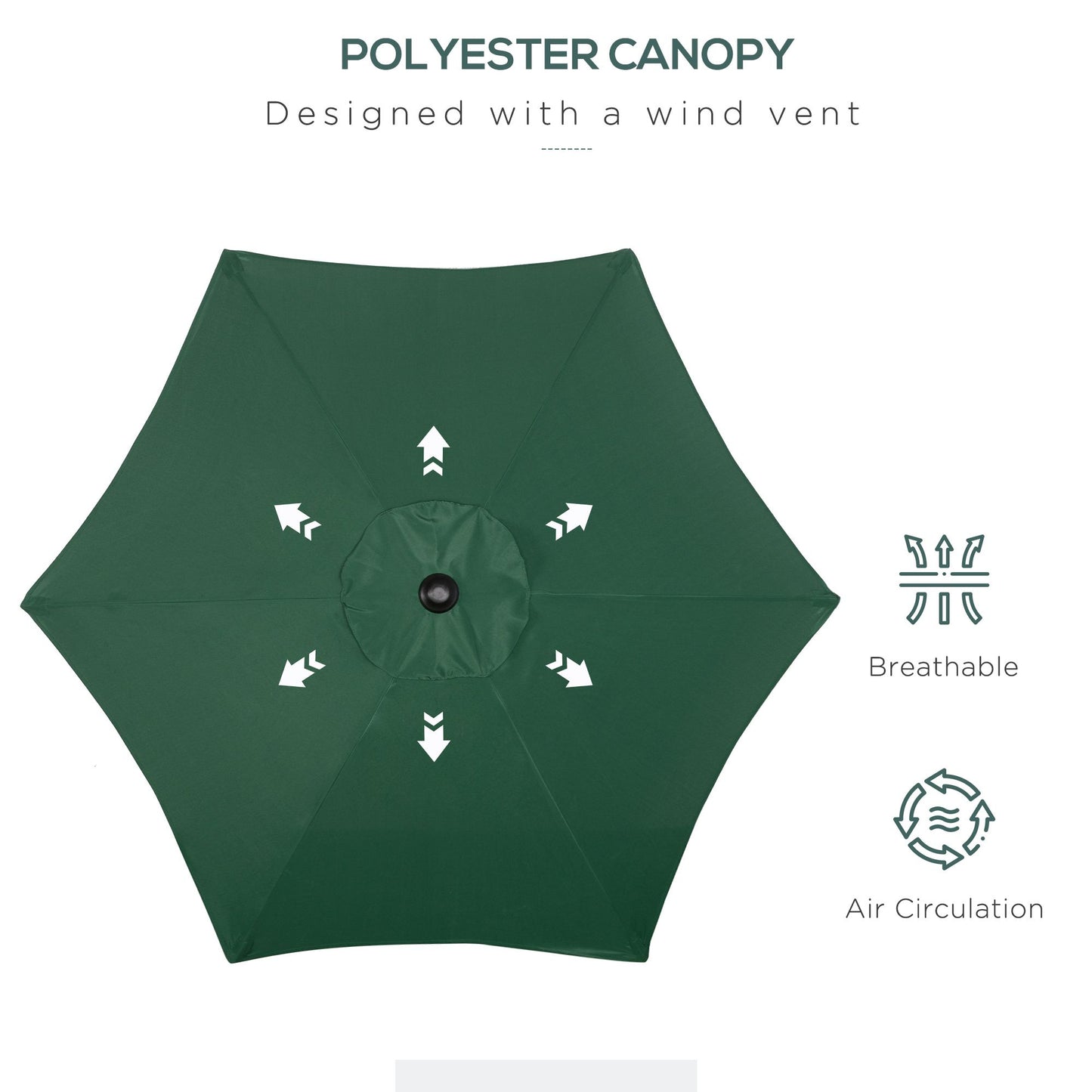 6.6FT Patio Umbrella, Outdoor Parasol with 6 Solid Ribs, Green